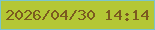 文字の大きさ：3、枠の色：7ac5cc、背景の色：b4c735、文字の色：7b5b1f 無料ブログパーツのブログ時計