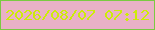 文字の大きさ：1、枠の色：7aca42、背景の色：e9b1c7、文字の色：cdec09 無料ブログパーツのブログ時計