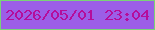 文字の大きさ：1、枠の色：7ad377、背景の色：9c5ee7、文字の色：b50d9b 無料ブログパーツのブログ時計