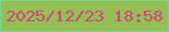 文字の大きさ：5、枠の色：7ad791、背景の色：94bf54、文字の色：d7417e 無料ブログパーツのブログ時計