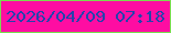 文字の大きさ：1、枠の色：7adc50、背景の色：fe0da2、文字の色：2543ac 無料ブログパーツのブログ時計