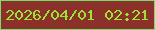 文字の大きさ：5、枠の色：7add6b、背景の色：8c3129、文字の色：9ae436 無料ブログパーツのブログ時計