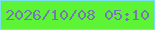 文字の大きさ：2、枠の色：7ae0f4、背景の色：5ef436、文字の色：7379b2 無料ブログパーツのブログ時計