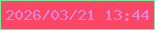 文字の大きさ：5、枠の色：7aea9c、背景の色：fc4666、文字の色：e585da 無料ブログパーツのブログ時計