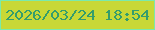 文字の大きさ：1、枠の色：7aeaab、背景の色：c8d836、文字の色：349d6c 無料ブログパーツのブログ時計