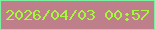 文字の大きさ：4、枠の色：7aef9f、背景の色：bf7f8a、文字の色：a4f83e 無料ブログパーツのブログ時計