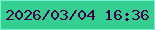 文字の大きさ：5、枠の色：7af2d2、背景の色：34cf91、文字の色：3e0346 無料ブログパーツのブログ時計