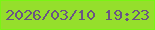 文字の大きさ：1、枠の色：7af414、背景の色：95df2c、文字の色：6a5583 無料ブログパーツのブログ時計