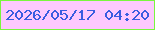 文字の大きさ：1、枠の色：7af63e、背景の色：fdc9fe、文字の色：395de0 無料ブログパーツのブログ時計