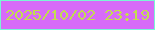 文字の大きさ：3、枠の色：7af6d5、背景の色：d76bf8、文字の色：c2dd4e 無料ブログパーツのブログ時計