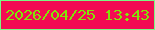 文字の大きさ：1、枠の色：7af883、背景の色：f30b53、文字の色：80e607 無料ブログパーツのブログ時計