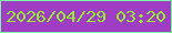 文字の大きさ：1、枠の色：7af9a2、背景の色：9f3ec5、文字の色：95ed30 無料ブログパーツのブログ時計