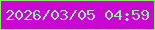文字の大きさ：3、枠の色：7afa51、背景の色：ca06d2、文字の色：98e9a6 無料ブログパーツのブログ時計
