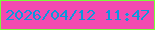 文字の大きさ：4、枠の色：7afc3a、背景の色：f34ab1、文字の色：0b98de 無料ブログパーツのブログ時計