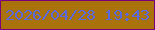 文字の大きさ：2、枠の色：7b0079、背景の色：a9720b、文字の色：5969dc 無料ブログパーツのブログ時計