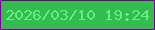 文字の大きさ：5、枠の色：7b0092、背景の色：34bc51、文字の色：63f07e 無料ブログパーツのブログ時計