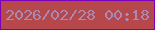 文字の大きさ：4、枠の色：7b01b9、背景の色：b6474a、文字の色：ab89b7 無料ブログパーツのブログ時計