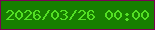 文字の大きさ：1、枠の色：7b0255、背景の色：177f00、文字の色：53df24 無料ブログパーツのブログ時計