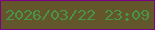 文字の大きさ：5、枠の色：7b0384、背景の色：64562c、文字の色：499449 無料ブログパーツのブログ時計