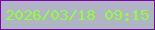 文字の大きさ：2、枠の色：7b05a5、背景の色：afb5c4、文字の色：93fd37 無料ブログパーツのブログ時計
