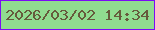 文字の大きさ：2、枠の色：7b0cf5、背景の色：90dc90、文字の色：665b3c 無料ブログパーツのブログ時計