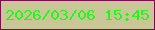 文字の大きさ：3、枠の色：7b0e50、背景の色：cac797、文字の色：21fa18 無料ブログパーツのブログ時計