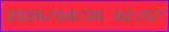 文字の大きさ：1、枠の色：7b0edd、背景の色：fd2740、文字の色：686073 無料ブログパーツのブログ時計