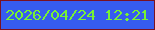 文字の大きさ：3、枠の色：7b1121、背景の色：365cef、文字の色：77f134 無料ブログパーツのブログ時計