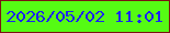 文字の大きさ：1、枠の色：7b1313、背景の色：55fb14、文字の色：1b25f0 無料ブログパーツのブログ時計