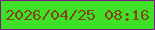 文字の大きさ：3、枠の色：7b1983、背景の色：3ee128、文字の色：824519 無料ブログパーツのブログ時計