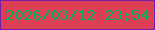文字の大きさ：1、枠の色：7b1ba9、背景の色：de3e55、文字の色：04b557 無料ブログパーツのブログ時計