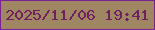 文字の大きさ：3、枠の色：7b2093、背景の色：9e8762、文字の色：711f5e 無料ブログパーツのブログ時計