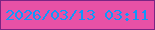 文字の大きさ：4、枠の色：7b2483、背景の色：e851a6、文字の色：0e98fb 無料ブログパーツのブログ時計