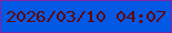 文字の大きさ：4、枠の色：7b24a9、背景の色：0259e5、文字の色：5f0806 無料ブログパーツのブログ時計
