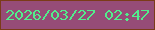 文字の大きさ：3、枠の色：7b3b18、背景の色：964c77、文字の色：52ee8c 無料ブログパーツのブログ時計