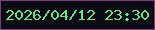 文字の大きさ：1、枠の色：7b3e7e、背景の色：0a0c14、文字の色：6be18e 無料ブログパーツのブログ時計
