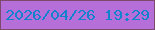 文字の大きさ：4、枠の色：7b4a6c、背景の色：b66fd9、文字の色：1182ce 無料ブログパーツのブログ時計