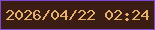 文字の大きさ：4、枠の色：7b4ad0、背景の色：3b1d14、文字の色：e6b16a 無料ブログパーツのブログ時計