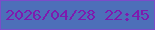 文字の大きさ：5、枠の色：7b4cc9、背景の色：4d6fb9、文字の色：7e1aaf 無料ブログパーツのブログ時計