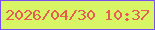 文字の大きさ：1、枠の色：7b4ef4、背景の色：d8f566、文字の色：e75d53 無料ブログパーツのブログ時計
