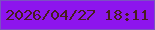 文字の大きさ：2、枠の色：7b51c2、背景の色：8d15ed、文字の色：481d1f 無料ブログパーツのブログ時計
