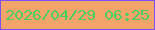 文字の大きさ：4、枠の色：7b51f3、背景の色：f2a46a、文字の色：4ccd61 無料ブログパーツのブログ時計