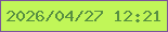 文字の大きさ：5、枠の色：7b529c、背景の色：c1f658、文字の色：589041 無料ブログパーツのブログ時計