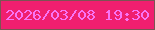 文字の大きさ：4、枠の色：7b5453、背景の色：f01f6f、文字の色：f874f6 無料ブログパーツのブログ時計