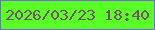 文字の大きさ：1、枠の色：7b66e0、背景の色：58fe25、文字の色：784f6f 無料ブログパーツのブログ時計
