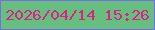 文字の大きさ：5、枠の色：7b6bec、背景の色：66bf7f、文字の色：da2386 無料ブログパーツのブログ時計