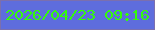 文字の大きさ：3、枠の色：7b6fae、背景の色：5e6ddd、文字の色：34fc0a 無料ブログパーツのブログ時計