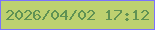 文字の大きさ：4、枠の色：7b72fd、背景の色：bdd170、文字の色：609253 無料ブログパーツのブログ時計
