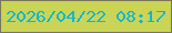 文字の大きさ：4、枠の色：7b755a、背景の色：cad456、文字の色：10b7cd 無料ブログパーツのブログ時計