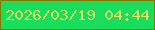 文字の大きさ：3、枠の色：7b7b00、背景の色：19de5b、文字の色：d6ea68 無料ブログパーツのブログ時計